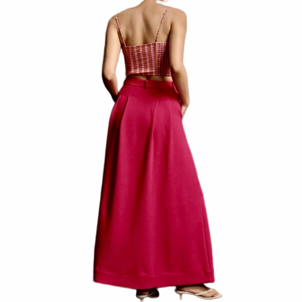 Anthropologie Maeve Avery Pleated Full Length Maxi Skirt Pink Size 6 Pockets - Picture 4 of 12
